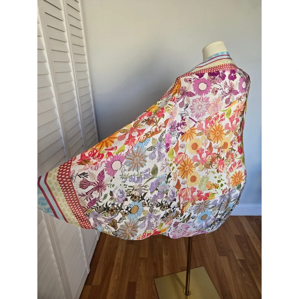 Rachel Zoe Floral Cocoon Kimono Coverup OS Boho Resort Romantic Chic Art Teacher